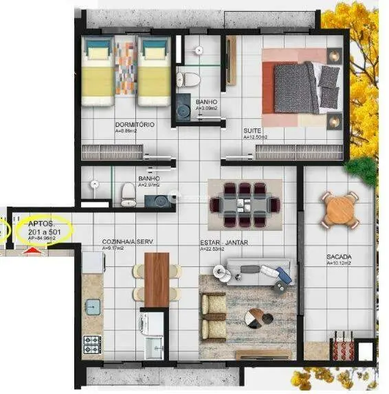 Apartamento à venda no São José: Planta 