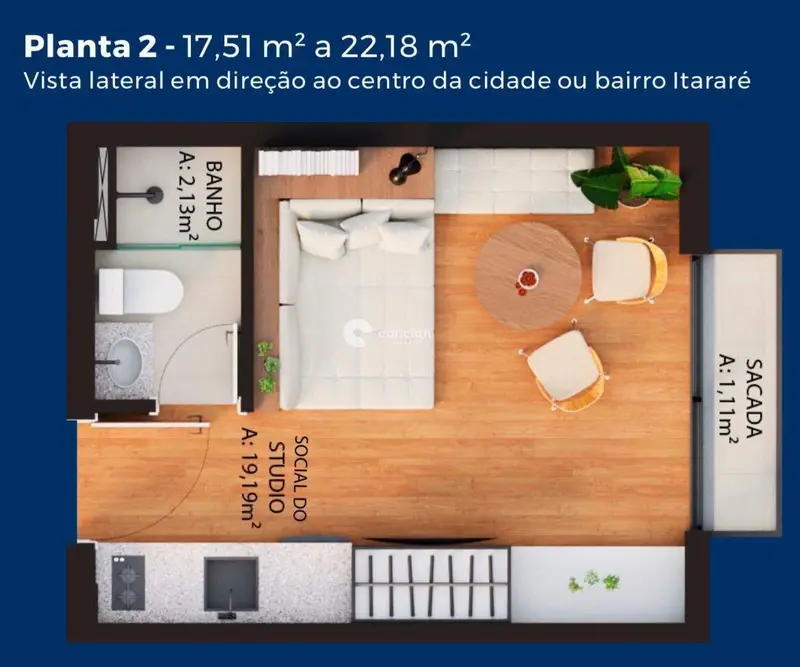 Studio à venda no Centro: 